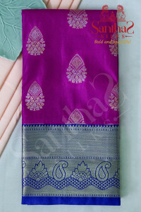 rani-pink-body-in-zari-butta-with-contrast-blouse