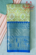 SANDAL COLOUR BODY IN FLORAL PATTERN WITH CONTRAST BLOUSE & BORDER
