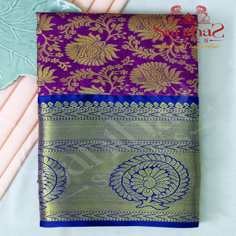 VADAMALLI COLOUR BODY IN FLORAL PATTERN WITH CONTRAST BLOUSE & BORDER