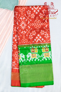 orange-colour-body-in-ikkat-print-with-contrast-blouse