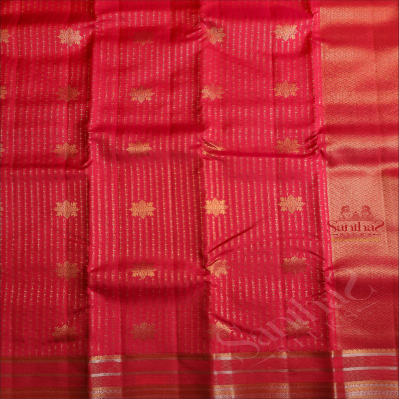 PINK COLOUR BODY WITH GOLDEN ZARI FLORAL BUTTA WITH SELF BLOUSE