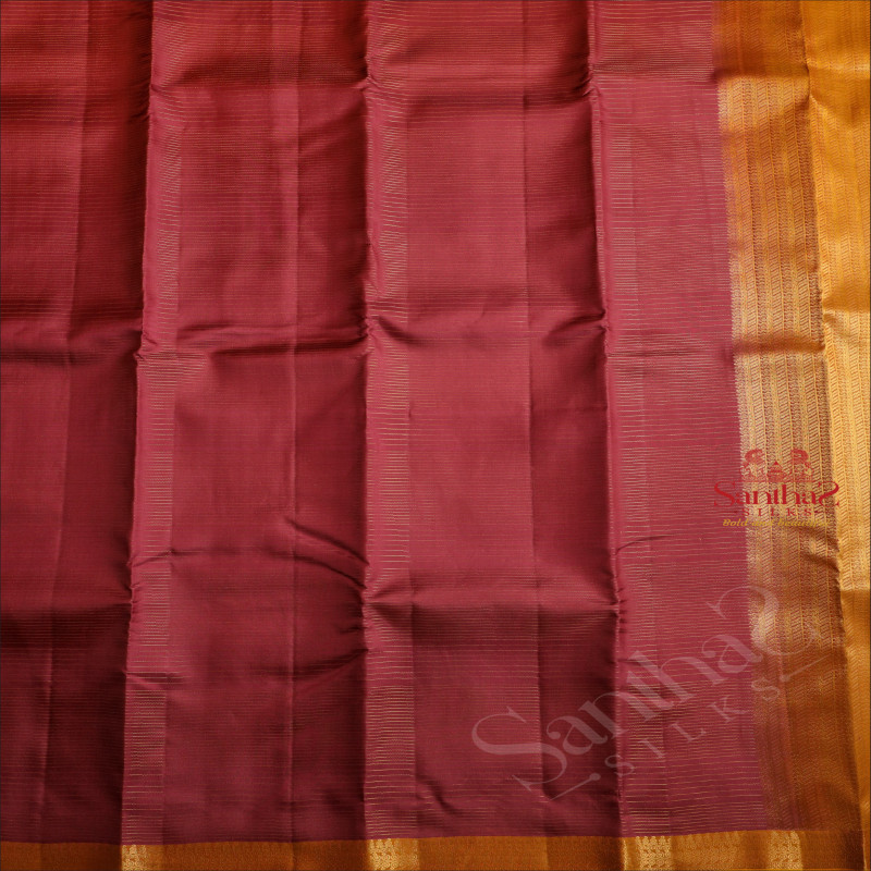 DUSTY PINK COLOUR BODY WITH STRIPS WITH CONTRAST BLOUSE & BORDER