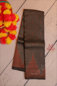 borderless-black-colour-body-with-copper-zari-temple-butta-with-contrast-blouse