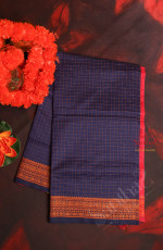 BLUE COLOUR CHECKED BODY WITH THREAD BUTTA WITH CONTRAST BLOUSE & BORDER