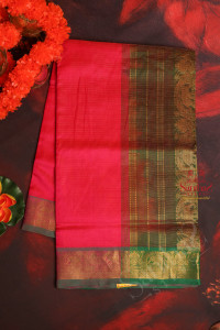 dark-pink-colour-body-with-contrast-blouse-border