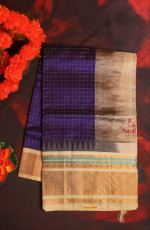 BERRY BLUE COLOUR CHECKED BODY WITH CONTRAST BLOUSE & BORDER