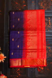 blue-colour-body-with-golden-zari-mango-butta-with-contrast-blouse-border