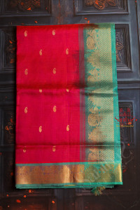 pink-colour-body-with-golden-zari-mango-butta-with-contrast-blouse-border