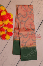 PASTEL PEACH COLOUR POCHAMPALLY BODY WITH CONTRAST BLOUSE & BORDER