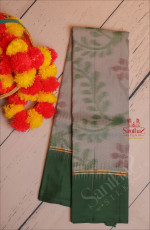 GREYISH BLUE COLOUR BODY WITH POCHAMPALLY PATTERN WITH CONTRAST BLOUSE & BORDER