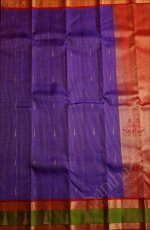 VIOLET COLOUR BODY WITH GOLDEN ZARI STRIPS & BUTTA AND CONTRAST PALLU & BLOUSE