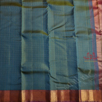 PEACOCK BLUE COLOUR BODY WITH EMBOSED THOUSAND BUTTAS AND CONTRAST PALLU & BLOUSE