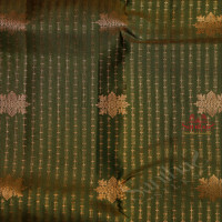 DARK MOSS GREEN COLOUR BODY WITH GOLDEN ZARI STRIPS & BUTTA AND SELF COLOUR PALLU & BLOUSE