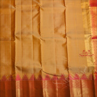 BEIGE COLOUR BODY WITH CHECKED BOX PATTERN AND CONTRAST PALLU & BLOUSE