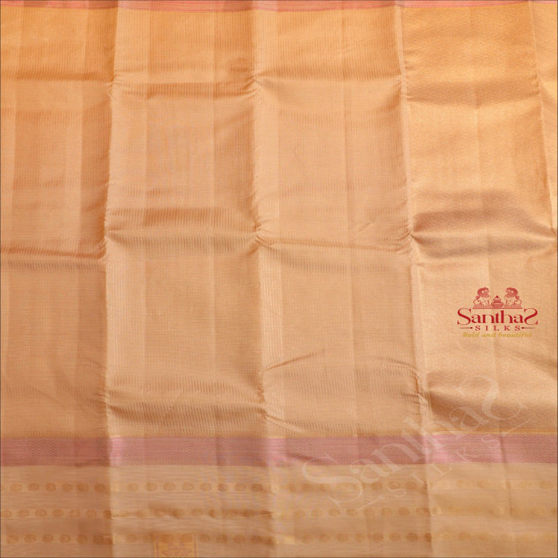 MARSHMALLOW CREAM COLOUR BODY WITH GOLDEN ZARI CHECKED BOXES AND SELF COLOUR PALLU & BLOUSE