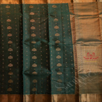 PINE GREEN COLOUR BODY WITH VAIRA OOSI PATTERN STRIPS AND SELF COLOUR PALLU & BLOUSE