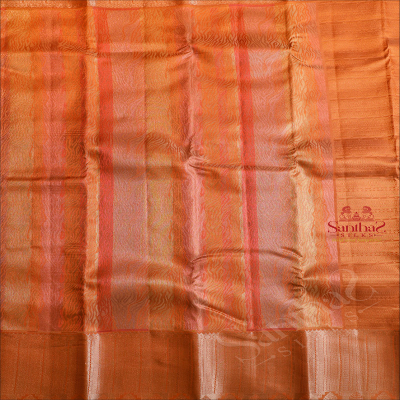 ORANGE SHADES COLOUR TISSUE BODY WITH SELF BLOUSE & BORDER