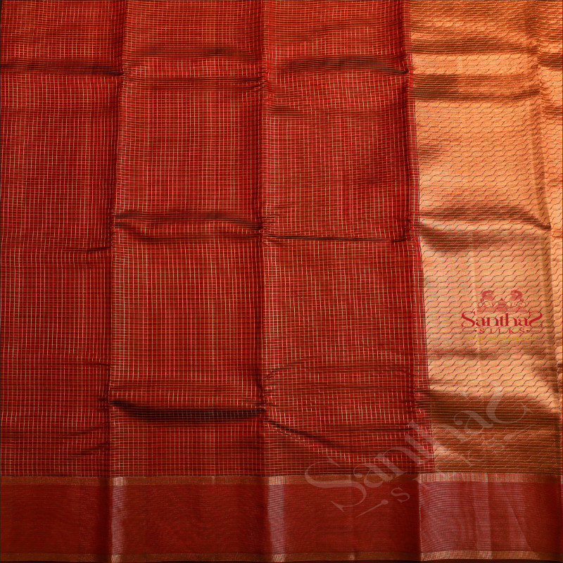 MAROON COLOUR CHECKED BODY WITH SELF BLOUSE & BORDER