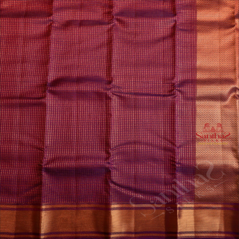 VIOLET COLOUR BODY WITH ZARI STRIPS AND GOLDEN BORDER WITH SELF BLOUSE