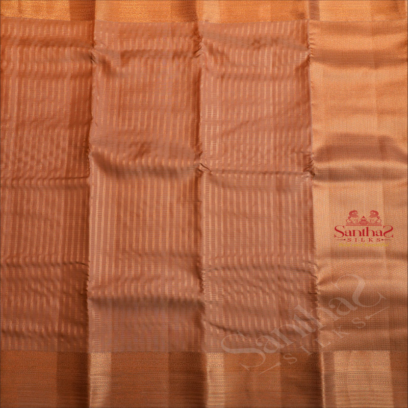 GOLDEN ROSE COLOUR CHECKED BODY WITH GOLDEN ZARI BORDER AND SELF BLOUSE