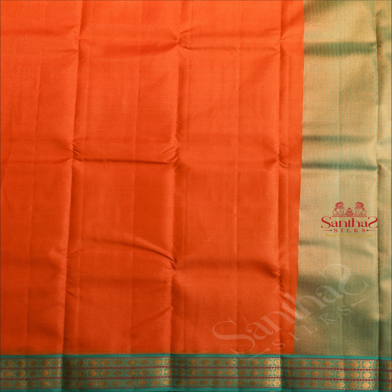 ORANGE COLOUR BODY AND CONTRAST PALLU & BLOUSE