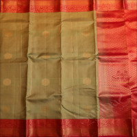 SAGE GREEN COLOUR BODY WITH GOLDEN ZARI LINES & BUTTAS AND CONTRAST PALLU & BLOUSE