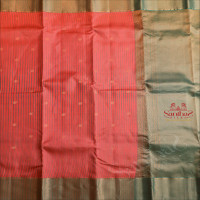 GEORGIA PEACH COLOUR BODY WITH ZARI ANNAM BUTTA WITH CONTRAST BLOUSE & BORDER