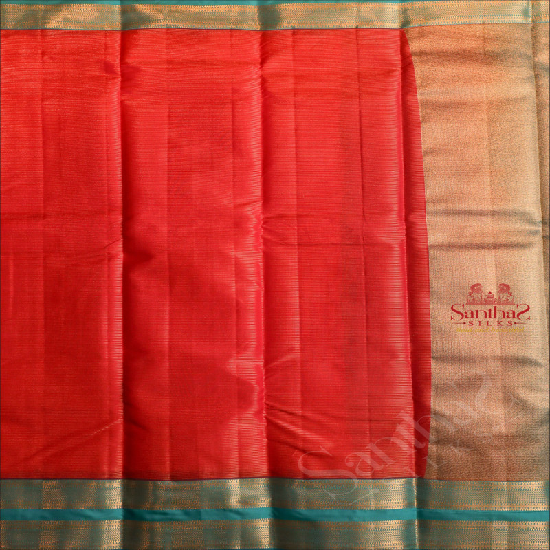 RANI PINK COLOUR BODY WITH GOLDEN ZARI LINES AND CONTRAST PALLU & BLOUSE