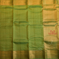 SPRING GREEN COLOUR BODY WITH GOLDEN ZARI SMALL CHECKS AND SELF COLOUR PALLU & BLOUSE