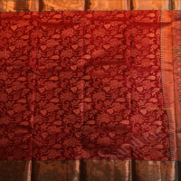 MAROON COLOUR BODY WITH JACQUARD FLORAL EMBOSED WITH CONTRAST BLOUSE & BORDER