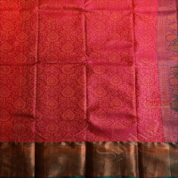 PINK COLOUR BODY WITH JACQUARD FLORAL EMBOSED WITH CONTRAST BLOUSE & BORDER