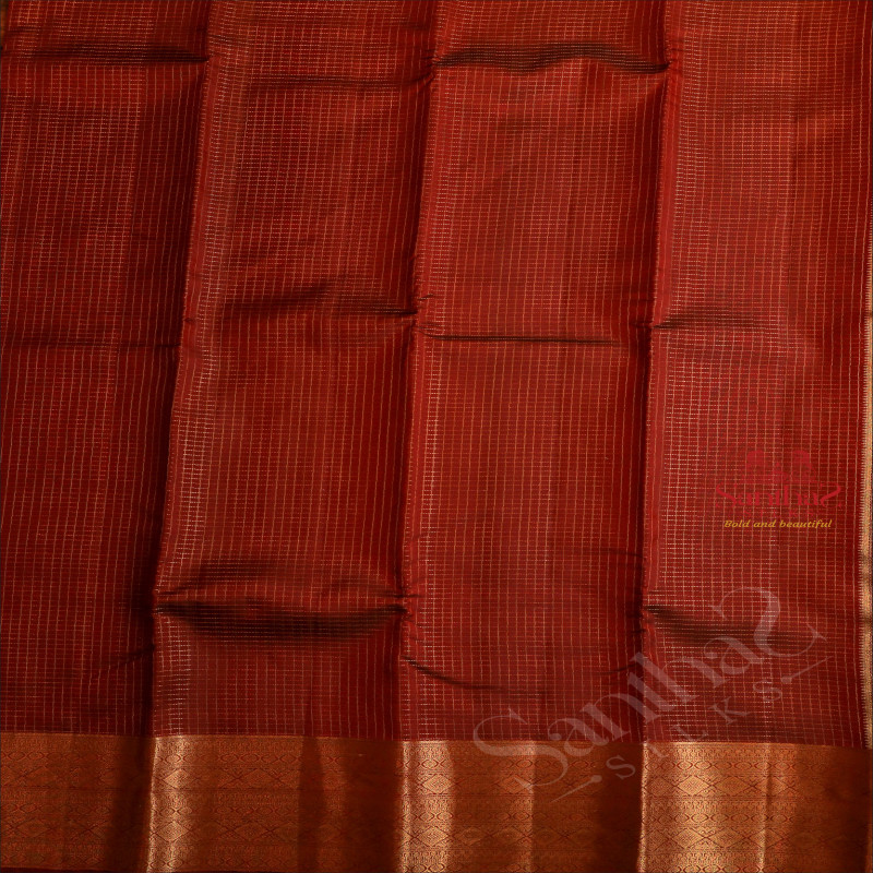 MAROON COLOUR BODY WITH GOLDEN ZARI CHECKS AND SELF COLOUR PALLU & BLOUSE