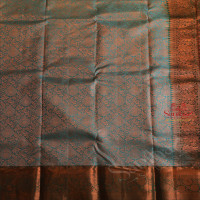 BLUE COLOUR BODY WITH JACQUARD FLORAL EMBOSED WITH CONTRAST BLOUSE & BORDER