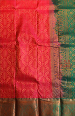 ROSEMILK COLOUR BODY WITH JACQUARD FLORAL EMBOSED WITH CONTRAST BLUE BLOUSE & BORDER