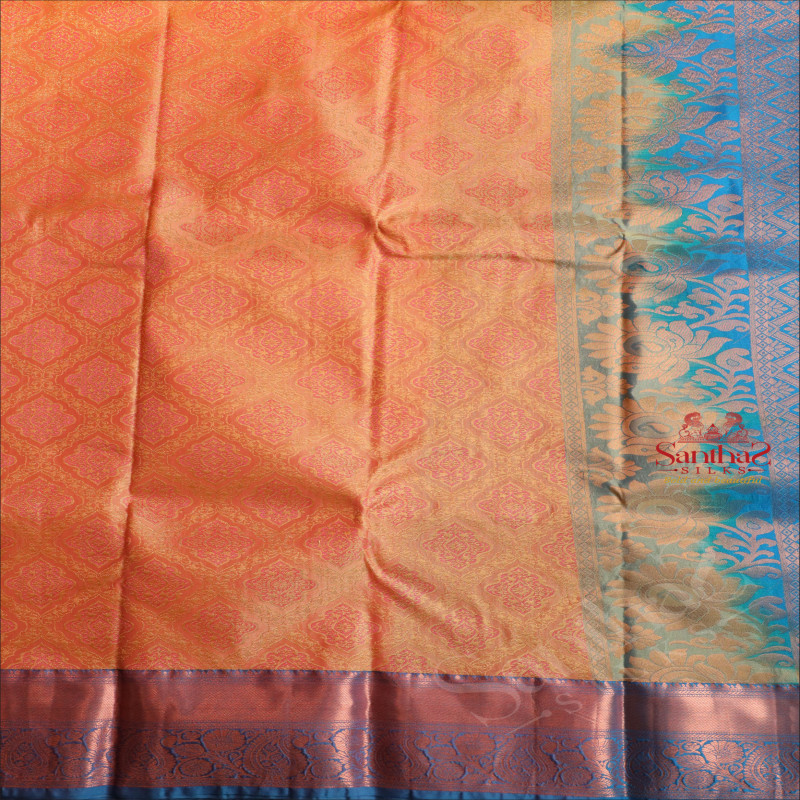 CRAYOLA PEACH COLOUR BODY WITH JACQUARD FLORAL EMBOSED WITH CONTRAST BLOUSE & BORDER