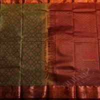 JADE GREEN COLOUR BODY WITH JACQUARD FLORAL EMBOSED WITH CONTRAST BLOUSE & BORDER