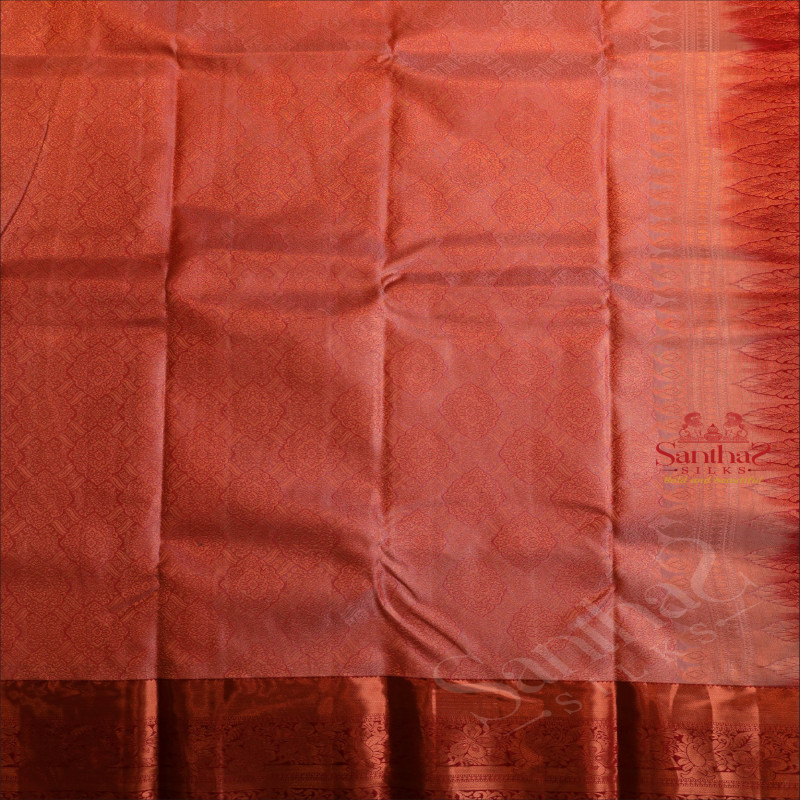 HEATHER PEACH COLOUR BODY WITH JACQUARD FLORAL EMBOSED WITH CONTRAST BLOUSE & BORDER