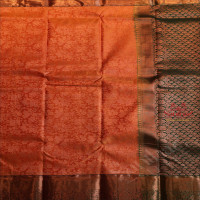 TANGERINE ORANGE COLOUR BODY WITH JACQUARD FLORAL EMBOSED WITH CONTRAST BLOUSE & BORDER