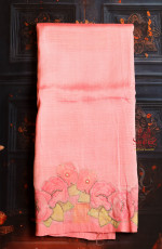 MANGALAGIRI COTTON BODY IN PINK COLOUR WITH APPLICK WORK AND SELF COLOUR PALLU & BLOUSE