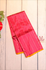 MAGENTA COLOUR BANARAS SAREE WITH ZARI STRIPS WITH CONTRAST BLOUSE & BORDER
