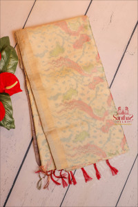 half-white-colour-jute-cotton-saree-with-digital-print-design-and-contrast-colour-pallu-blouse