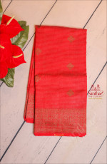 RED COLOUR RAW SILK SAREE WITH GOLDEN ZARI BUTTA WITH SELF BLOUSE & BORDER