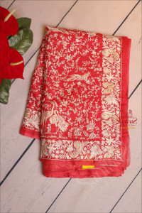 tomato-red-colour-kotta-tassar-work-saree-with-chikankari-work-and-self-colour-pallu-with-chikankari-work-blouse