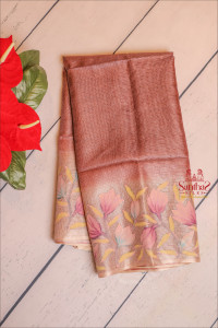 penny-brown-colour-kota-tussar-saree-with-applique-work-with-self-blouse