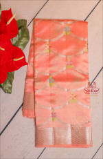 RAW MANGO PEACH COLOUR BODY WITH ROSEGOLD ZARI FANCY MOTIFS AND SELF COLOUR BLOUSE & PALLU