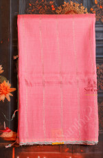 MANGALAGIRI COTTON PINK COLOUR BODY WITH STRIPS AND CONTRAST PALLU & WORK BLOUSE