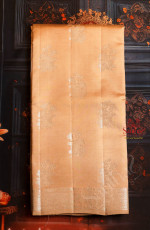 DARK BEIGE COLOUR CHINIYA SAREE WITH SILVER ZARI FLORAL BUTTA WITH SELF BLOUSE