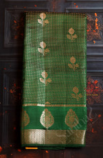  CHINIYA SAREE IN FOREST GREEN COLOUR WITH SMALL SQUARE BUTTAS & FLOWER MOTIFS AND SELF COLOUR PALLU & BLOUSE