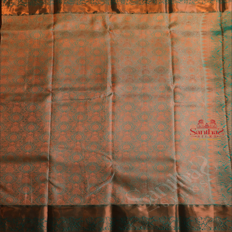 ICE BLUE COLOUR BODY WITH JACQUARD FLORAL EMBOSED WITH CONTRAST BLOUSE & BORDER