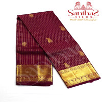 Magenta Multi Checks Pure Silk Saree